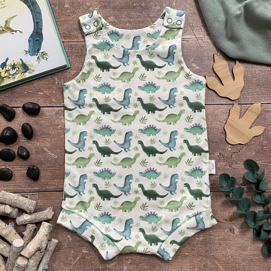 Blue Dinos Bloomer Romper