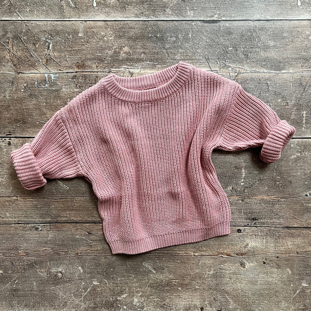 Chunky Knit Oversized Sweater - Rose