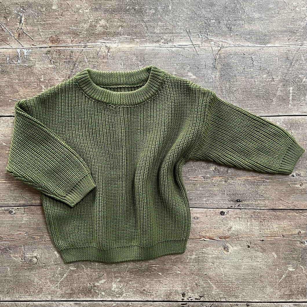 Chunky Knit Oversized Sweater - Army
