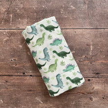 Load image into Gallery viewer, Organic Blue Dinos Muslin - Swaddle or Cloth

