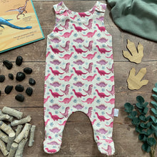 Load image into Gallery viewer, Organic Pink Dinos Footed Romper
