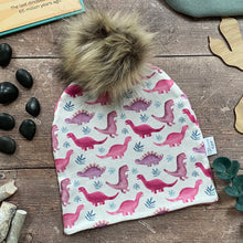 Load image into Gallery viewer, Organic Pink Dinos Bobble Hat
